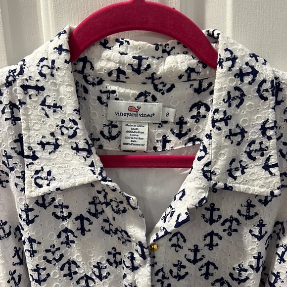 Vineyard Vines Eyelet Anchor Sleeveless Collared Dress - Picture 3 of 7